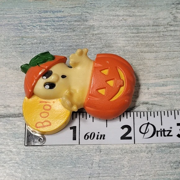 Vintage Hallmark Cards Halloween Ghost Pumpkin Pin - Picture 4 of 7